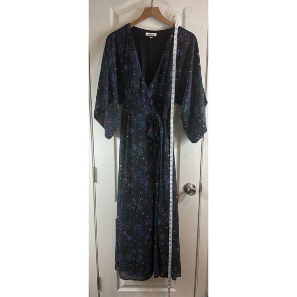 Mixed Women's Multicolor Floral Wrap Maxi Dress Lined Size S Small - Picture 8 of 10